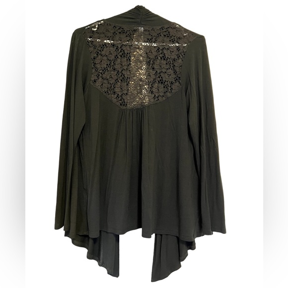 EUC black Dante Malan open front cardigan with lace - Picture 2 of 6